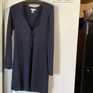 Kenar Large - beautiful Med Blue long cardigan sweater - tie close at chest